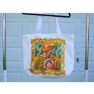 Framed Vitality Zipper Tote Bag | Heavy Duty Canvas Art Tote with Long Handles